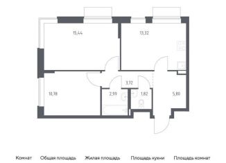 2-комнатная квартира на продажу, 53.9 м2, поселение Кокошкино, жилой комплекс Новое Внуково, к27