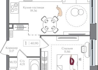 Продажа 1-ком. квартиры, 40.9 м2, Москва, ВАО