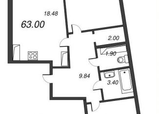 Продам 2-комнатную квартиру, 64.7 м2, Ленинградская область