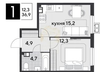 Однокомнатная квартира на продажу, 36.9 м2, Краснодар