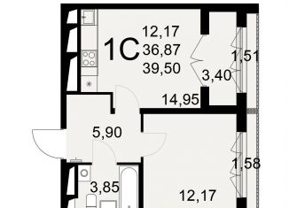 Продажа 1-комнатной квартиры, 39.5 м2, Тула
