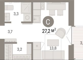 Квартира на продажу студия, 27.2 м2, Тюмень