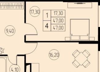 1-комнатная квартира на продажу, 47 м2, Пушкино
