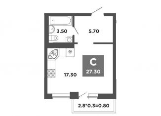 Квартира на продажу студия, 27.3 м2, Краснодар, Конгрессная улица, лит17