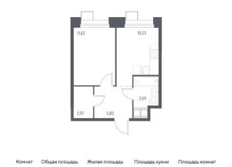 Продается однокомнатная квартира, 34.6 м2, поселение Мосрентген, многофункциональный комплекс Тропарево Парк, к2.3