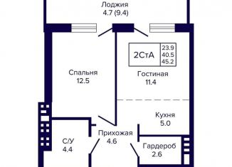 Продаю двухкомнатную квартиру, 45.2 м2, Новосибирская область, улица Ляпидевского, 5