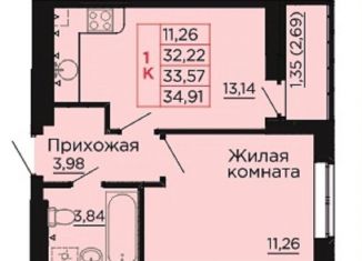 Продаю однокомнатную квартиру, 33.6 м2, Ростовская область