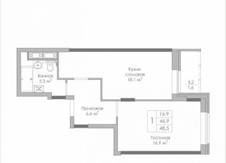 Продам однокомнатную квартиру, 48.5 м2, Липецк, Московская улица, 155, ЖК Приоритет