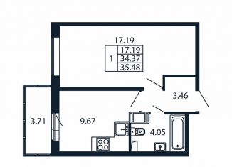 Продам 1-ком. квартиру, 38.1 м2, Мурино, Ручьёвский проспект, 20
