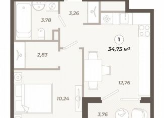 Однокомнатная квартира на продажу, 34.8 м2, Санкт-Петербург, улица Коли Томчака, 21У, муниципальный округ Московская Застава