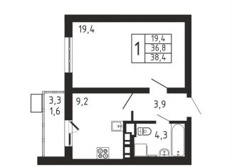 Продажа однокомнатной квартиры, 38.4 м2, деревня Пирогово, ЖК Пироговская Ривьера