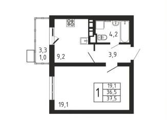 Продаю однокомнатную квартиру, 37.5 м2, деревня Пирогово, ЖК Пироговская Ривьера