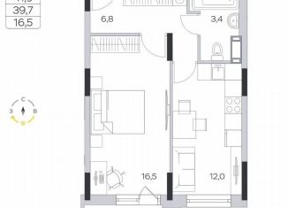 Продается 1-комнатная квартира, 39.7 м2, деревня Пирогово, ЖК Пироговская Ривьера, улица Ильинского, 8к1