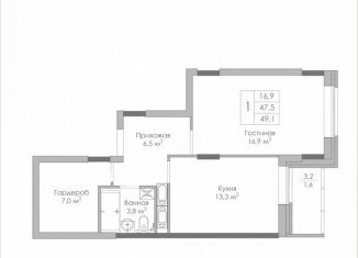 Продам 2-ком. квартиру, 49.1 м2, Липецк, Московская улица, 155, ЖК Приоритет