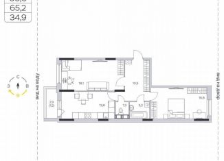 Продается 2-ком. квартира, 65.2 м2, деревня Пирогово, ЖК Пироговская Ривьера, улица Ильинского, 8к1