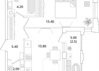 Продам однокомнатную квартиру, 45.1 м2, Санкт-Петербург, Планерная улица, 99, муниципальный округ Юнтолово