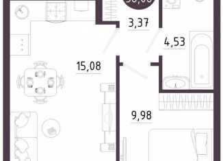 1-ком. квартира на продажу, 36.1 м2, Тула, Пряничная улица, 9