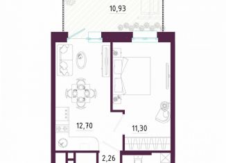 Продается однокомнатная квартира, 43 м2, Тула, Пряничная улица, 7
