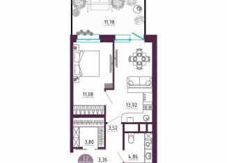 Продам 1-ком. квартиру, 52.3 м2, Тула, Пряничная улица, 7