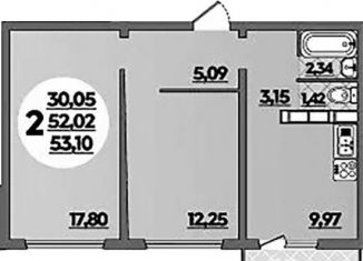 Продаю 2-ком. квартиру, 53.1 м2, Ростов-на-Дону, улица Тимофеева, 20, ЖК Платовский
