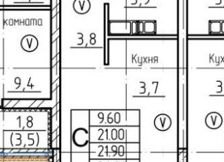 Продаю квартиру студию, 24 м2, Калининград, Тихорецкая улица, 16Ак3