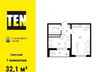 Продам 1-ком. квартиру, 32.1 м2, Ростов-на-Дону, ЖК Пятый Элемент
