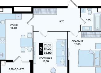 Продается 2-комнатная квартира, 55.9 м2, Ростов-на-Дону