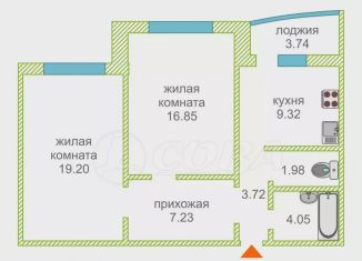 Продается 2-ком. квартира, 62.5 м2, Тюмень, улица Николая Семёнова, 33к1, Восточный округ