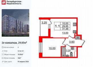 Продам однокомнатную квартиру, 29.9 м2, Санкт-Петербург, метро Озерки