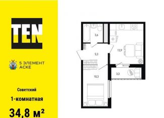 Продажа однокомнатной квартиры, 34.8 м2, Ростов-на-Дону, ЖК Пятый Элемент