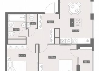 2-ком. квартира на продажу, 53 м2, посёлок Шушары