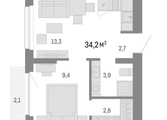 Продажа однокомнатной квартиры, 34.2 м2, Новосибирск, Заельцовский район