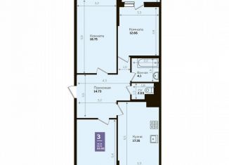 3-ком. квартира на продажу, 89.9 м2, Краснодар, Константиновская улица, 5, микрорайон Плодородный-2