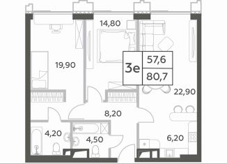 Продаю 2-ком. квартиру, 79.7 м2, Москва, район Раменки, проспект Генерала Дорохова, вл1к1