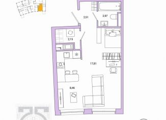 Продам 1-ком. квартиру, 34.6 м2, Санкт-Петербург, набережная реки Каменки, 11к1, метро Озерки