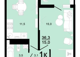 Продается 1-комнатная квартира, 36.3 м2, Горячий Ключ, улица Ярославского, 111А