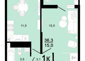Продается однокомнатная квартира, 36.3 м2, Горячий Ключ, улица Ярославского, 111А