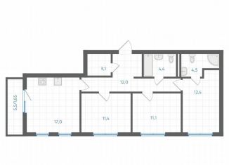 Продажа 3-ком. квартиры, 77.4 м2, Челябинск, Калининский район