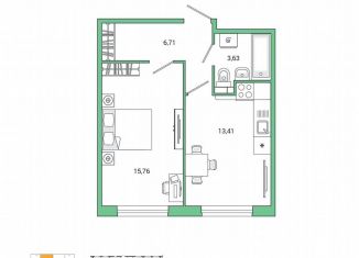Продажа 1-ком. квартиры, 39.8 м2, Санкт-Петербург, набережная реки Каменки, 3к3, метро Озерки