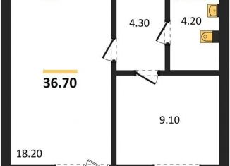 Продаю однокомнатную квартиру, 36.7 м2, Калининград, Московский район, Акварельная улица