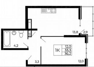 Продаю 1-ком. квартиру, 36.2 м2, Ростов-на-Дону, улица Назарько, 4.3