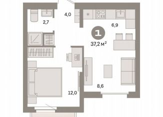 Продается однокомнатная квартира, 37.2 м2, Екатеринбург, улица Пехотинцев, 2Г, Железнодорожный район