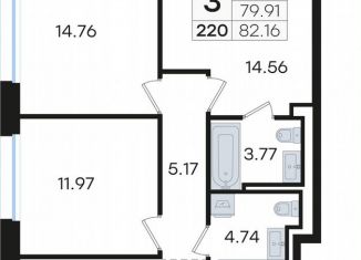 Продам трехкомнатную квартиру, 82.2 м2, Нижний Новгород, Нижегородский район