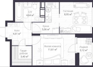Продажа 1-комнатной квартиры, 39.7 м2, Сертолово, улица Дмитрия Кожемякина, 1/1