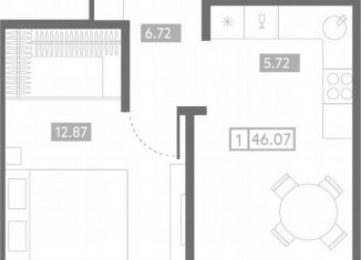 Продаю 1-комнатную квартиру, 46.1 м2, Ростов-на-Дону, Пролетарский район