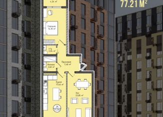 Продам 2-ком. квартиру, 77 м2, Махачкала, Хушетское шоссе, 9, Ленинский внутригородской район