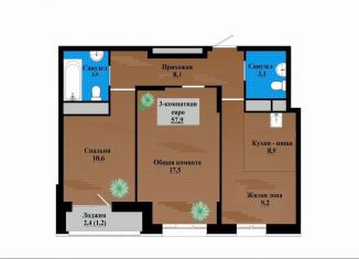 Продается 3-комнатная квартира, 57.9 м2, Чита