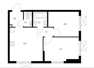 Продажа двухкомнатной квартиры, 46.6 м2, Котельники