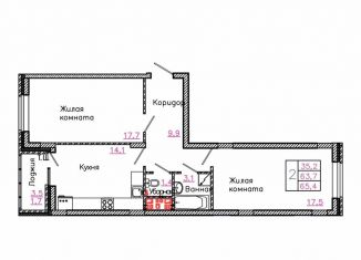 Продаю 2-ком. квартиру, 65.4 м2, Старый Оскол, микрорайон Садовые Кварталы, 4