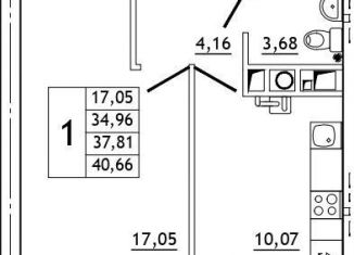 Продам 1-ком. квартиру, 40.9 м2, деревня Алтуховка, Олимпийская улица, 2